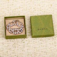 Gucci Women Double G Crystal Flowers Bracelet (1)