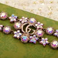 Gucci Women Double G Crystal Flowers Bracelet (1)