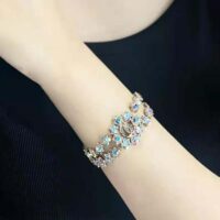 Gucci Women Double G Crystal Flowers Bracelet (1)