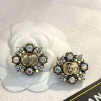 Gucci Women Double G Crystal Flowers Earrings (1)