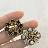 Gucci Women Double G Crystal Flowers Earrings (1)