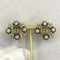 Gucci Women Double G Crystal Flowers Earrings (1)