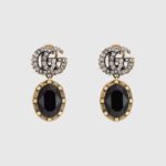 Gucci Women Double G Earrings with Black Crystals