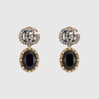 Gucci Women Double G Earrings with Black Crystals (1)