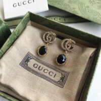 Gucci Women Double G Earrings with Black Crystals (1)