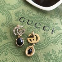 Gucci Women Double G Earrings with Black Crystals (1)