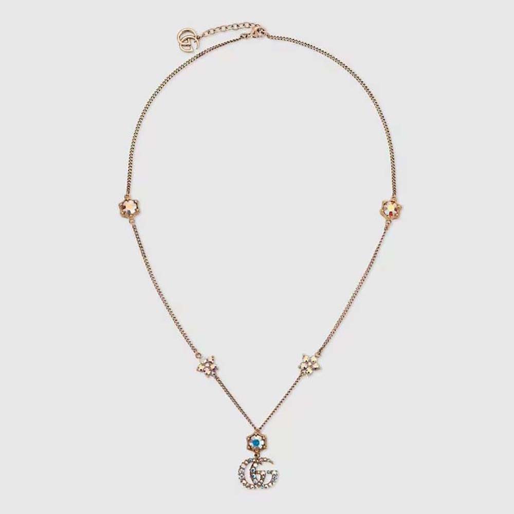 Gucci Women Double G Necklace with Crystals