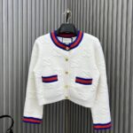 Gucci Women Felted GG Wool Cardigan Web Ivory Crewneck Dropped Shoulder Long Sleeves - Image 2