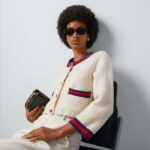 Gucci Women Felted GG Wool Cardigan Web Ivory Crewneck Dropped Shoulder Long Sleeves - Image 12