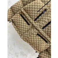 Gucci Women GG Canvas Bomber Jacket Camel Ebony Black Trim Lined Dropped Shoulder Padded (11)