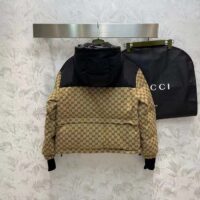 Gucci Women GG Canvas Bomber Jacket Camel Ebony Black Trim Lined Dropped Shoulder Padded (11)