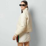 Gucci Women GG Canvas Bomber Jacket Cream Self-Covered Buttons Interlocking G Lined High Neck – Bild 16