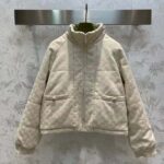 Gucci Men GG Canvas Bomber Jacket Cream Self-Covered Buttons Interlocking G Lined High Neck - Imagen 3