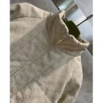 Gucci Men GG Canvas Bomber Jacket Cream Self-Covered Buttons Interlocking G Lined High Neck - Imagen 7