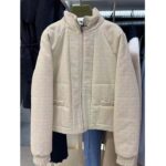 Gucci Men GG Canvas Bomber Jacket Cream Self-Covered Buttons Interlocking G Lined High Neck - Imagen 2