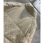 Gucci Men GG Canvas Bomber Jacket Cream Self-Covered Buttons Interlocking G Lined High Neck - Imagen 5