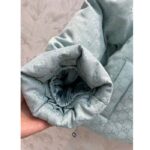 Gucci Men GG Canvas Hooded Bomber Jacket Pale Blue Two Side Pockets Padded Drawstring Hem - Imagen 9