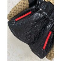 Gucci Women GG Canvas Nylon Zip Jacket Interlocking G Patch High Collar Drawstring Waistband (14)