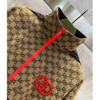 Gucci Women GG Canvas Nylon Zip Jacket Interlocking G Patch High Collar Drawstring Waistband (14)