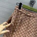Gucci Women GG Canvas Print Camel Ebony Belt Loops Wide Leg Cropped Length - immagine 8