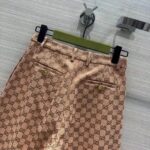 Gucci Women GG Canvas Print Camel Ebony Belt Loops Wide Leg Cropped Length - immagine 5