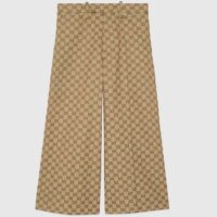 Gucci Women GG Canvas Print Camel Ebony Belt Loops Wide Leg Cropped Length (8)