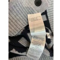 Gucci Women GG Cardigan Gucci Intarsia Grey Wool Blue V-Neck Dropped Shoulder Long Sleeves Two Pockets (7)