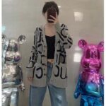 Gucci Women GG Cardigan Gucci Intarsia Grey Wool Blue V-Neck Dropped Shoulder Long Sleeves Two Pockets - Image 10