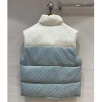 Gucci Women GG Cotton Canvas Padded Vest Blue Lined High Neck Sleeveless Two Side Pockets (1)