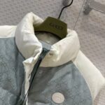 Gucci Men GG Cotton Canvas Padded Vest Blue Lined High Neck Sleeveless Two Side Pockets – Image 6