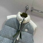 Gucci Men GG Cotton Canvas Padded Vest Blue Lined High Neck Sleeveless Two Side Pockets – Image 5