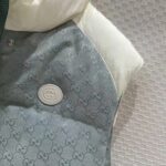 Gucci Men GG Cotton Canvas Padded Vest Blue Lined High Neck Sleeveless Two Side Pockets – Image 7