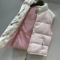 Gucci Women GG Cotton Canvas Padded Vest Pink Lined High Neck Sleeveless Two Side Pockets (9)