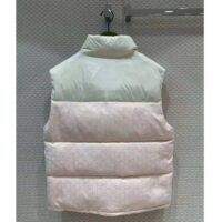 Gucci Women GG Cotton Canvas Padded Vest Pink Lined High Neck Sleeveless Two Side Pockets (9)