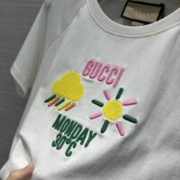 Gucci Women GG Cotton Jersey T-Shirt Monday 30°C Weather Embroidery Crewneck Short Sleeves (9)