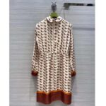 Gucci Women GG Diagonal Horses Print Silk Dress Point Collar Long Sleeves Rear Vent – Bild 3