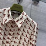 Gucci Women GG Diagonal Horses Print Silk Dress Point Collar Long Sleeves Rear Vent – Bild 7