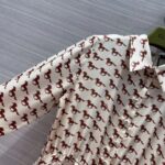 Gucci Women GG Diagonal Horses Print Silk Dress Point Collar Long Sleeves Rear Vent – Bild 8