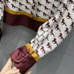 Gucci Women GG Diagonal Horses Print Silk Shirt Point Collar Long Sleeves - Image 9