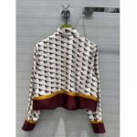 Gucci Women GG Diagonal Horses Print Silk Shirt Point Collar Long Sleeves - Image 3
