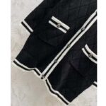 Gucci Women GG Extra Fine Wool Piquet Coat Collarless Long Sleeves Two Front Pockets – Image 5