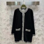 Gucci Women GG Extra Fine Wool Piquet Coat Collarless Long Sleeves Two Front Pockets – Image 2