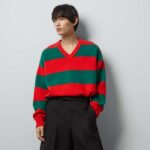 Gucci Men GG Felted Wool Striped Sweater V-Neck Dropped Shoulder Long Sleeves - immagine 11