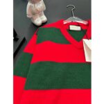 Gucci Men GG Felted Wool Striped Sweater V-Neck Dropped Shoulder Long Sleeves - immagine 8