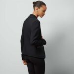 Gucci Women GG Fine Wool Crêpe Jacket Black Satin Unlined Notch Lapel Three Front Pockets - Image 13