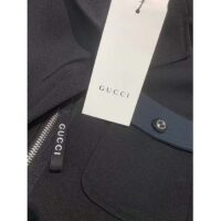 Gucci Women GG Fine Wool Crêpe Jacket Black Satin Unlined Notch Lapel Three Front Pockets (7)