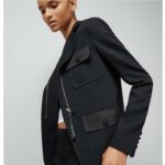 Gucci Women GG Fine Wool Crêpe Jacket Black Satin Unlined Notch Lapel Three Front Pockets - Image 12