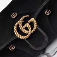 Gucci Women GG Marmont Mini Shoulder Bag Black Quilted Chevron Velvet Leather Double G (10)