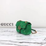 Gucci Women GG Marmont Mini Shoulder Bag Green Quilted Chevron Velvet Leather Double G - Image 6