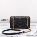 Gucci Women GG Marmont Small Shoulder Bag Double G Black Matelassé Chevron Leather - Image 4